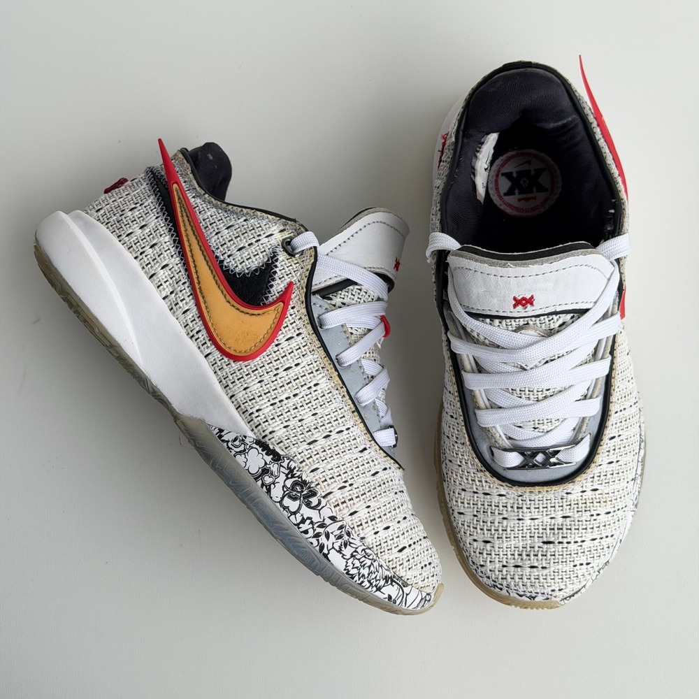 Nike LeBron XX 20 'The Debut' Kids 4Y White Metallic Gold Basketball Shoes